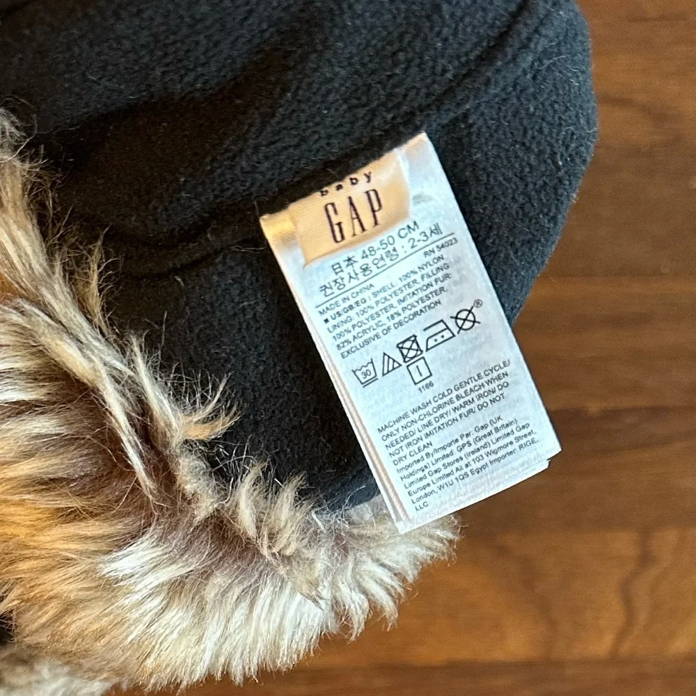 3/$15 GAP Black Faux Fur Trapper Hat Winter Hat Cozy Ear Flap Hat S/M